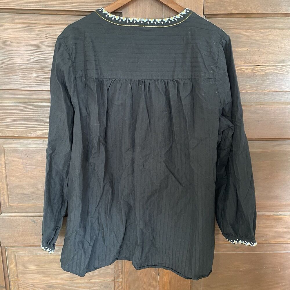 pure jill Elements 2x Black Embroidered Boho Lagenlook Blouse  - Picture 4 of 6